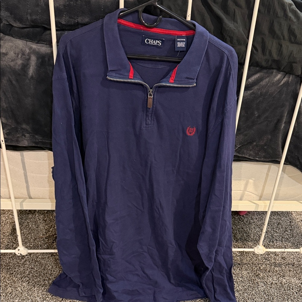 Chaps Dark Blue Men's Pullover with Red Accents